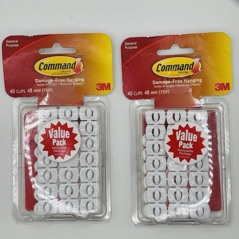 80 (2-40ct packs) 3M Command Damage-Free Hanging Decorating Clips NEW. Sealed.